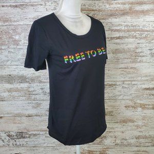 BP. Black Knit Top Free to Be Me Rainbow Pride Crewneck Tee Size XS